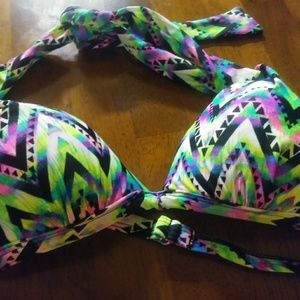 Black Multi Color Bikini Top